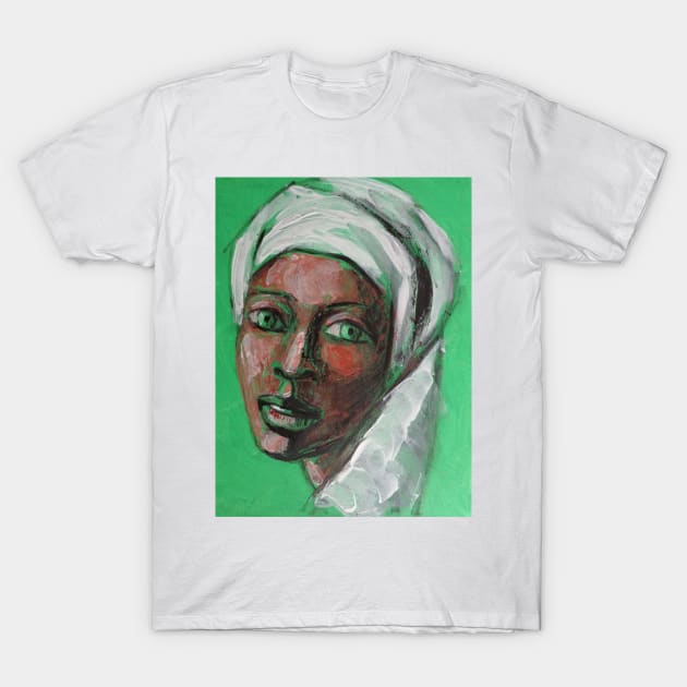 Green Eyes - Portrait Of A Woman T-Shirt by CarmenT